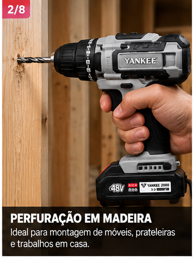 Furadeira e Parafusadeira 48V 2 Baterias com Maleta - 7