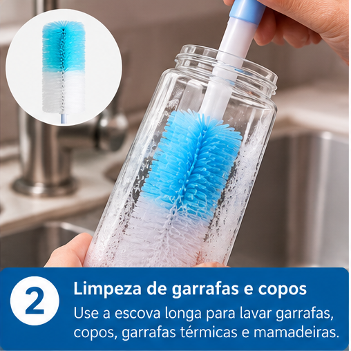 Kit Escovas de Limpeza Multiuso para Garrafas - 2