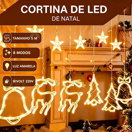 Cortina Pisca-Pisca de Natal LED Colorida - 5
