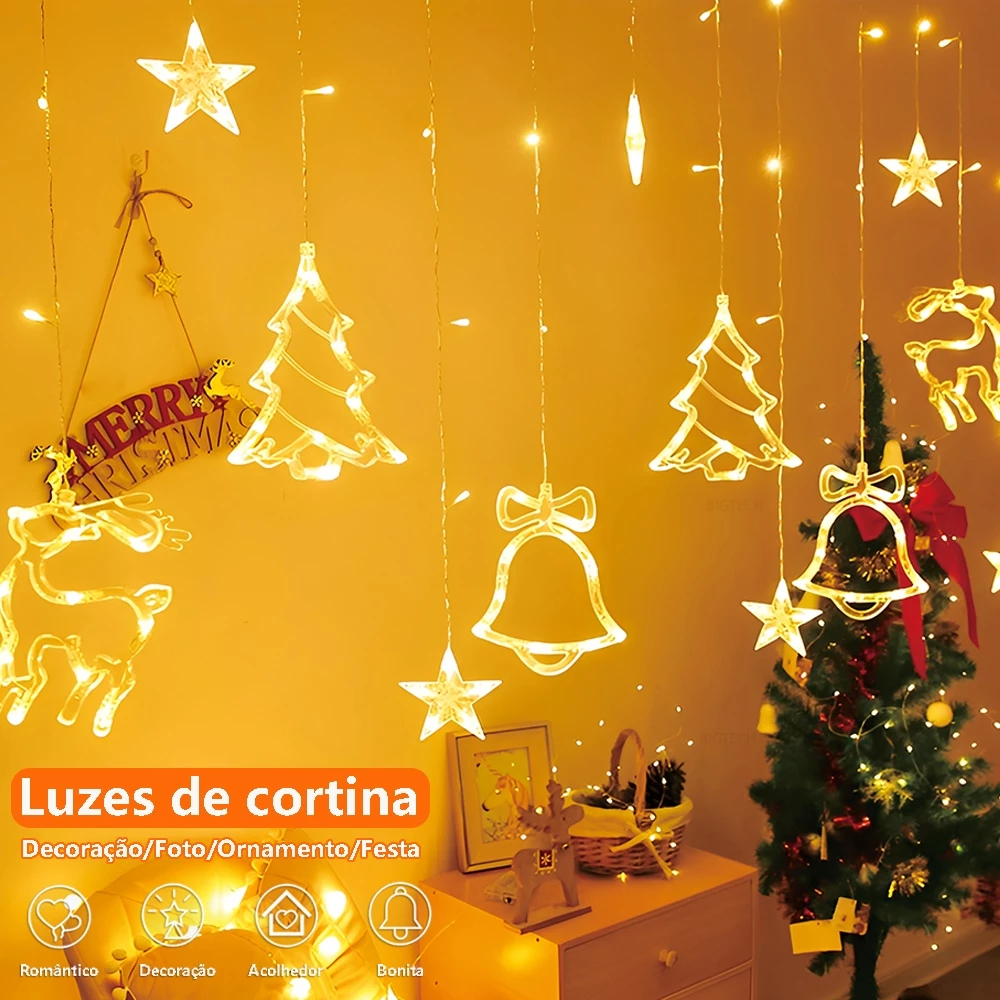 Cortina Pisca-Pisca de Natal LED Colorida - 6