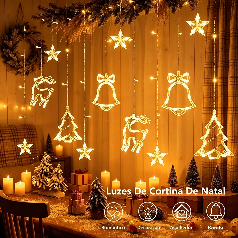 Cortina Pisca-Pisca de Natal LED Colorida - 7
