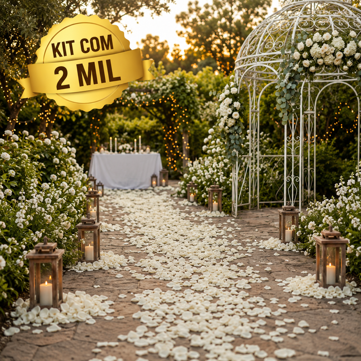 Kit Flor Artificial Decorativa Branca RZF027 kit com 2mil - 3