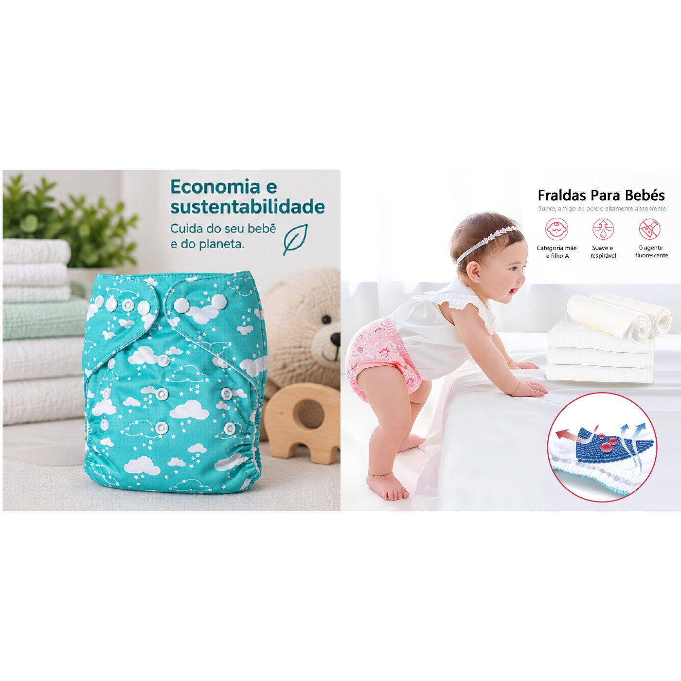 Kit Fralda Ecológica + Absorvente Microfibra - 1